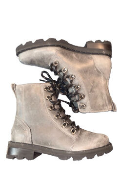 SOREL Women's Lennox Lace distressed gray combat Casual Boots 6